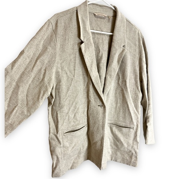 Soft surroundings linen blend cream minimalist button blazer size xl - Picture 1 of 3